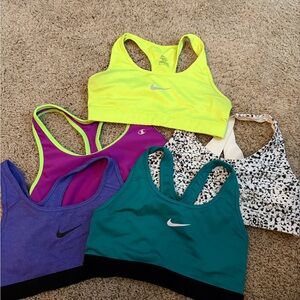Nike Women's Sports Bra Collection - Neon Yellow, Purple, Teal, Black and White